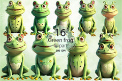 Green Frog Clipart Bundle - CraftNest - Digital Crafting and Art