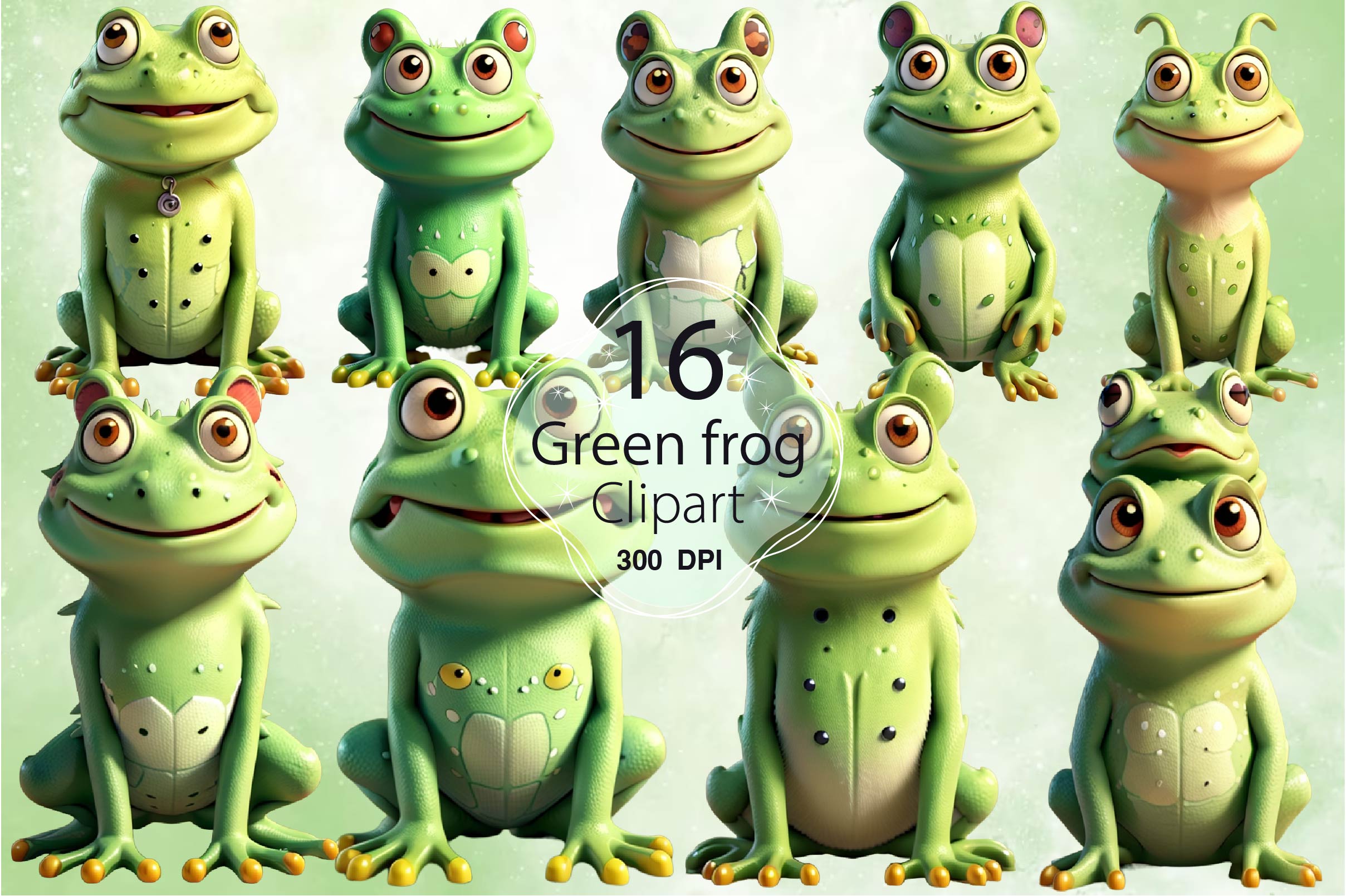 Green Frog Clipart Bundle - CraftNest - Digital Crafting and Art