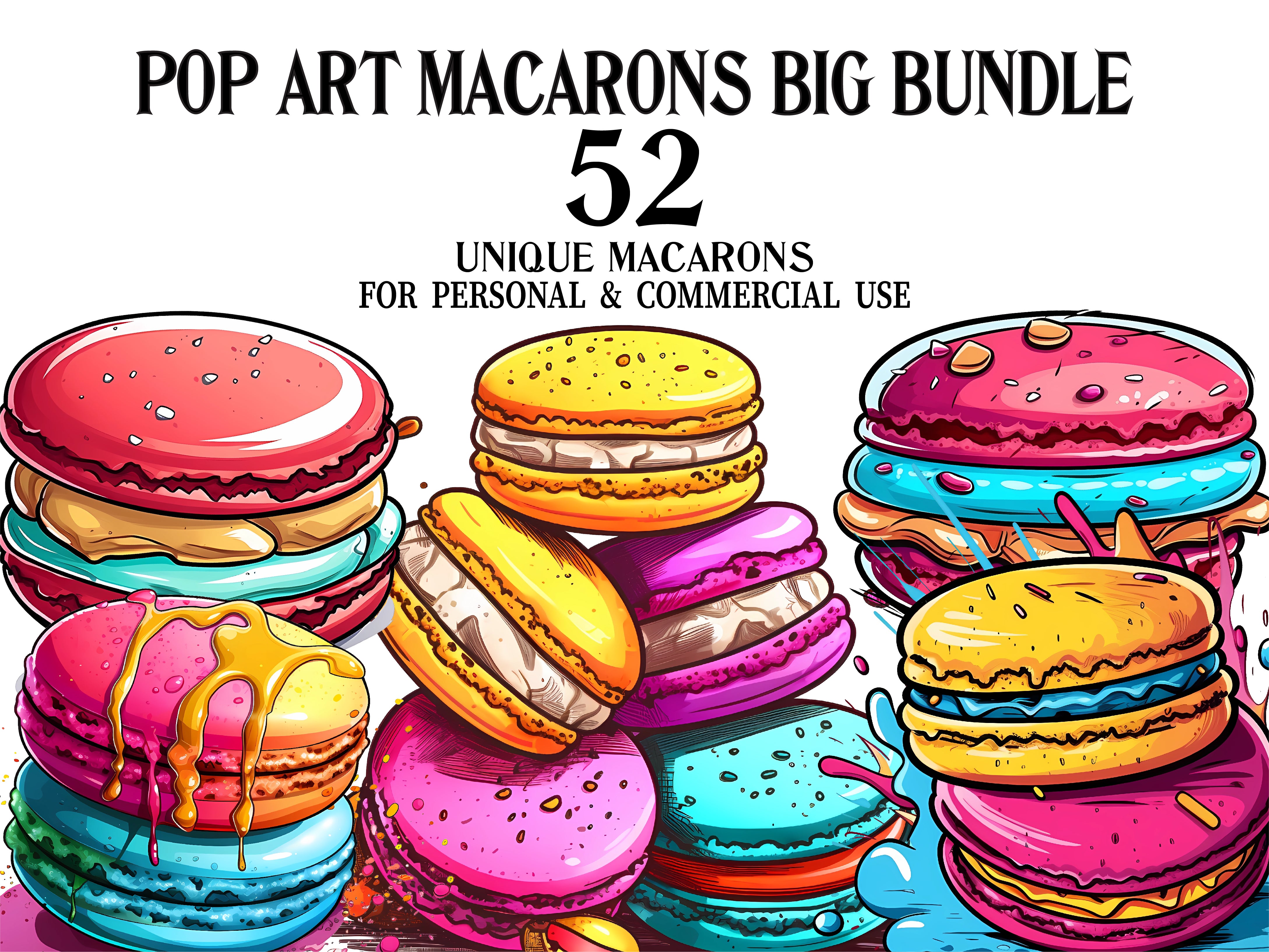 Pop Art Macarons Clipart - CraftNest