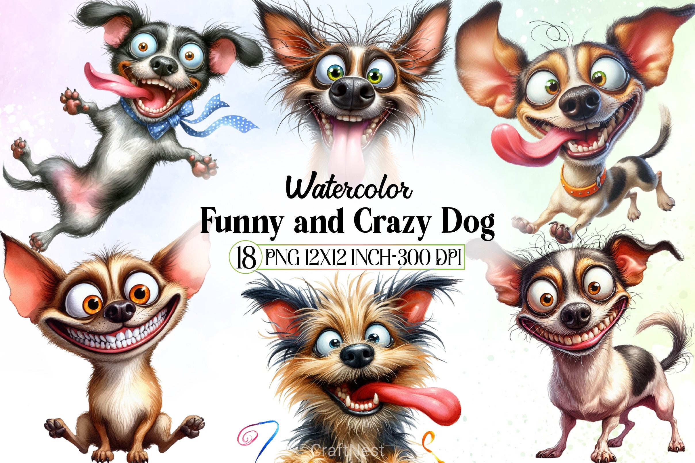 Funny Crazy Dog Clipart Bundle - CraftNest - Digital Crafting and Art