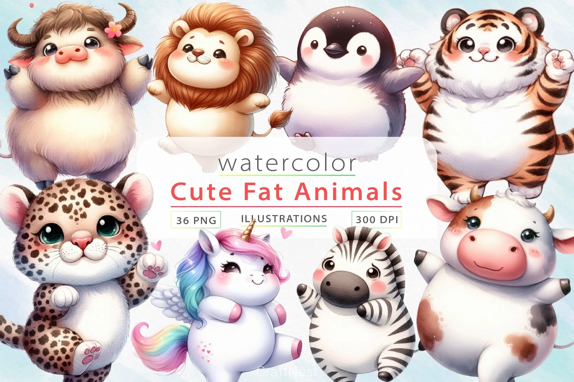 Cute Fat Animals Clipart Bundle 1 - CraftNest - Digital Crafting and Art