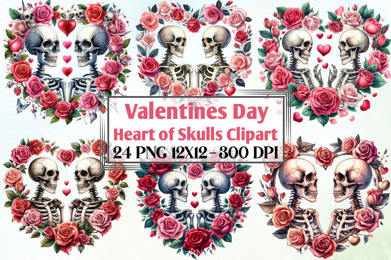 Valentine's Day Skull Heart Clipart Bundle - CraftNest - Digital Crafting and Art