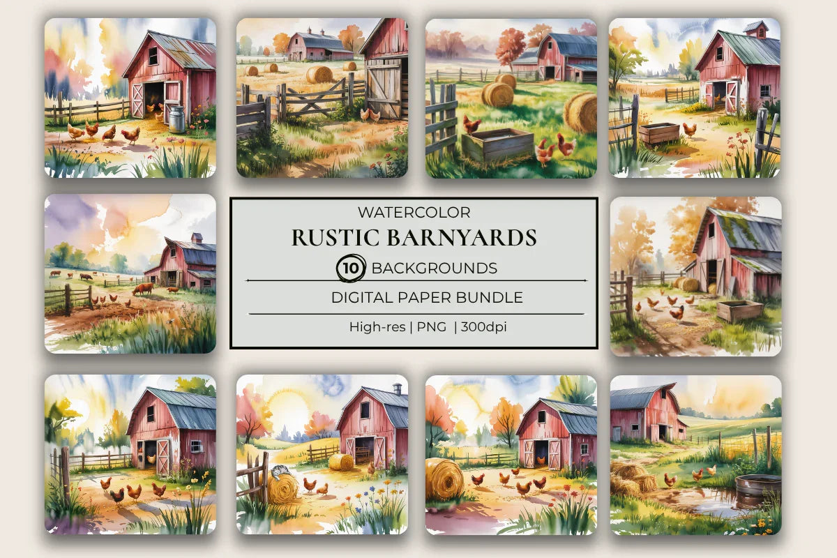 Rustic Barnyard Mornings Background Papers - CraftNest - Digital Crafting and Art