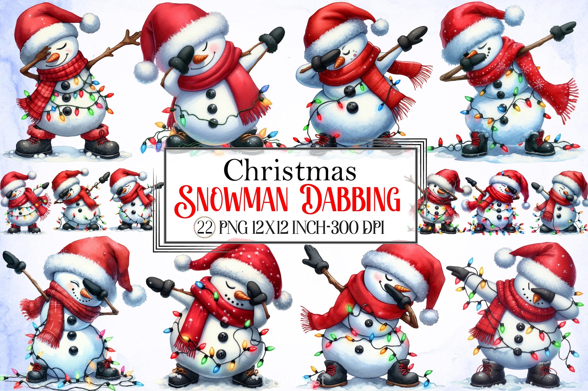 Snowman Dabbing Christmas Clipart Bundle - CraftNest - Digital Crafting and Art