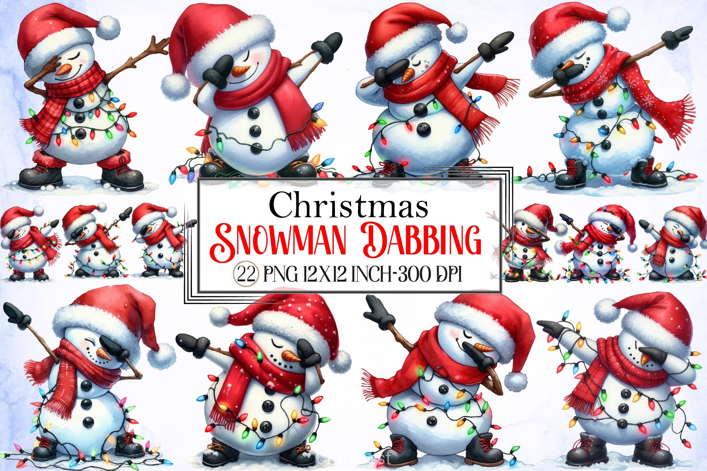 Snowman Dabbing Christmas Clipart Bundle - CraftNest - Digital Crafting and Art