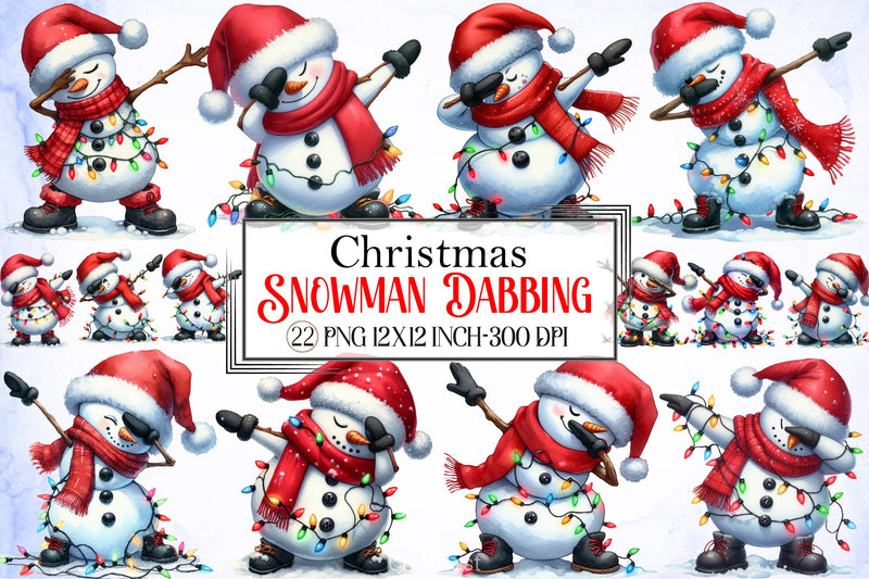 Snowman Dabbing Christmas Clipart Bundle - CraftNest - Digital Crafting and Art