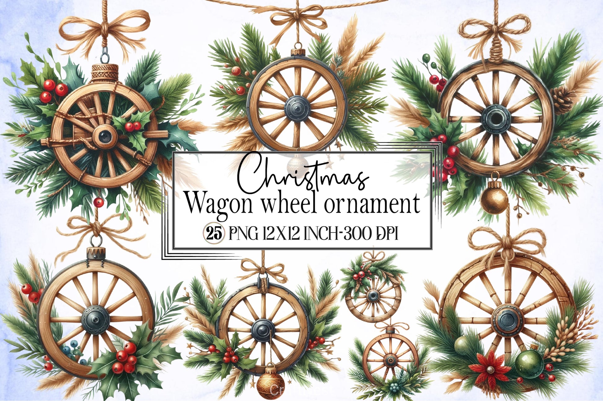 Christmas Wagon Wheel Ornament Clipart Bundle - CraftNest - Digital Crafting and Art