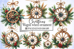 Christmas Wagon Wheel Ornament Clipart Bundle - CraftNest - Digital Crafting and Art