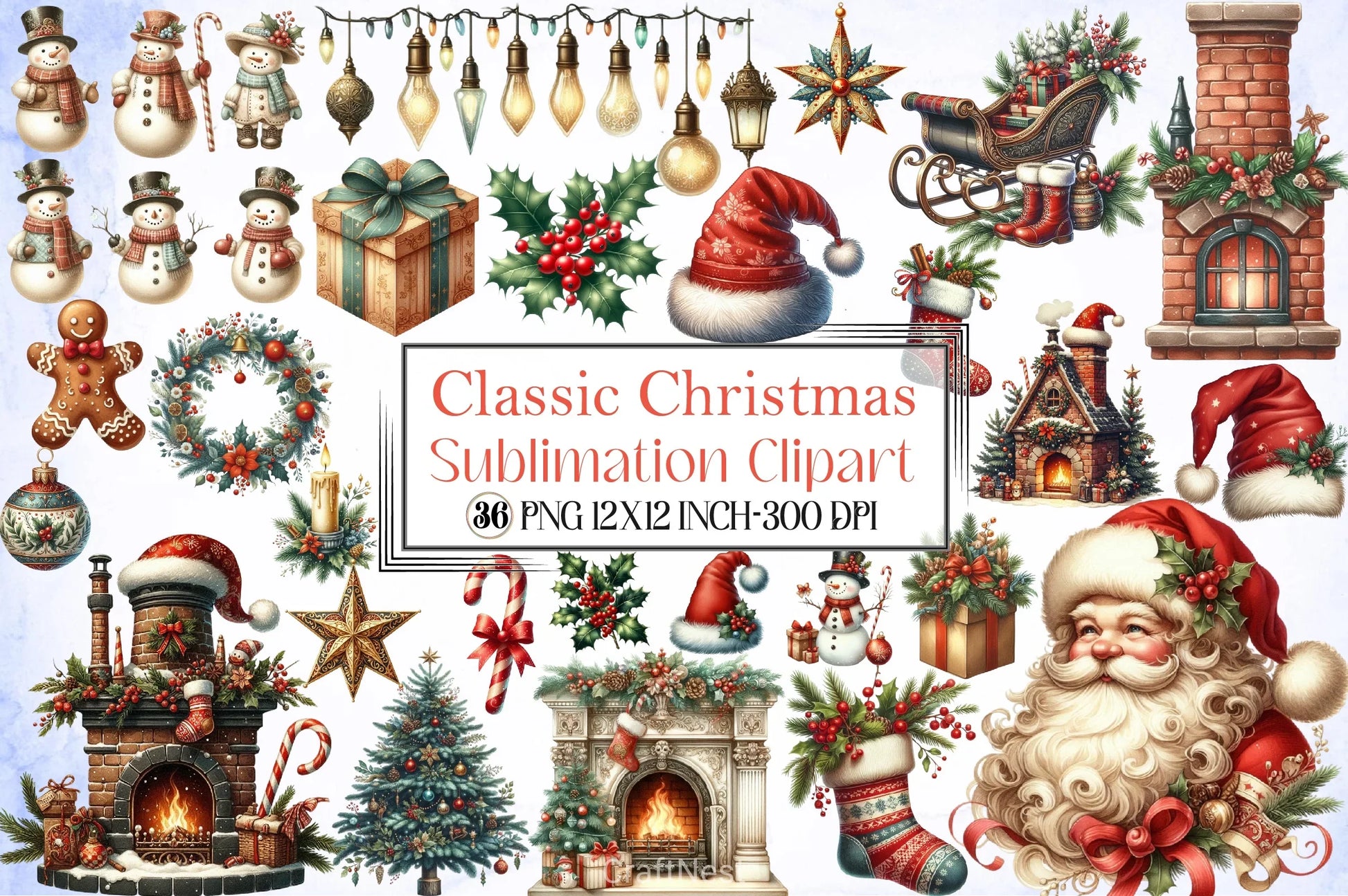 Classic Christmas Clipart Bundle 13 - CraftNest - Digital Crafting and Art
