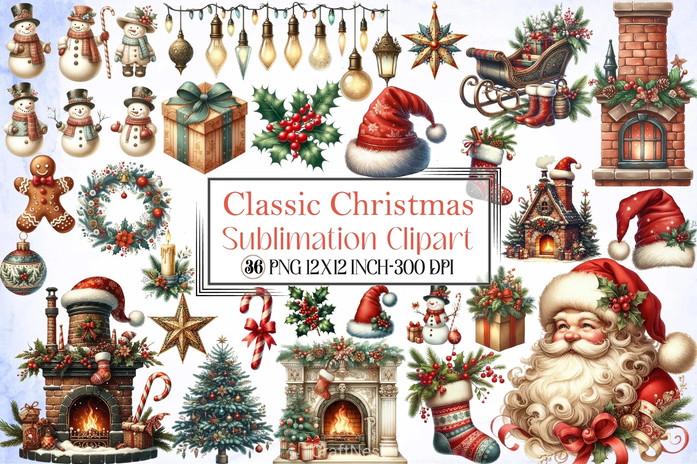Classic Christmas Clipart Bundle 13 - CraftNest - Digital Crafting and Art