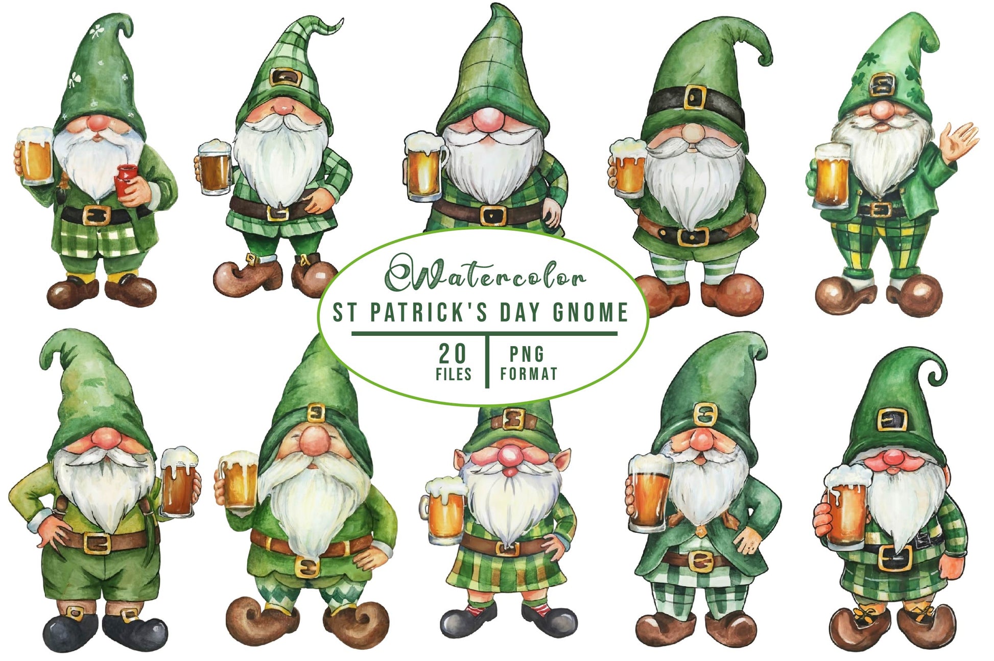 St Patricks Day Gnome Clipart Bundle 1 - CraftNest - Digital Crafting and Art