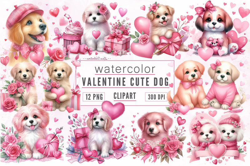 Valentine Dog Clipart Bundle 3 - CraftNest - Digital Crafting and Art