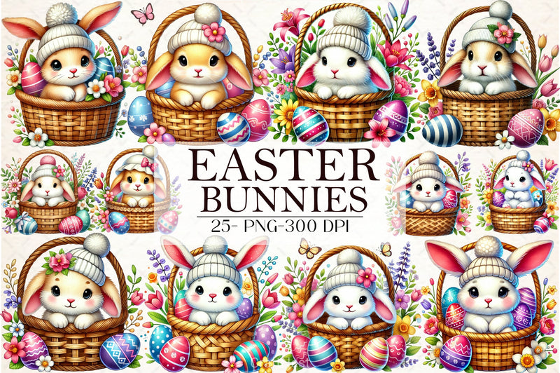 Easter Bunnies Clipart Bundle - CraftNest - Digital Crafting and Art