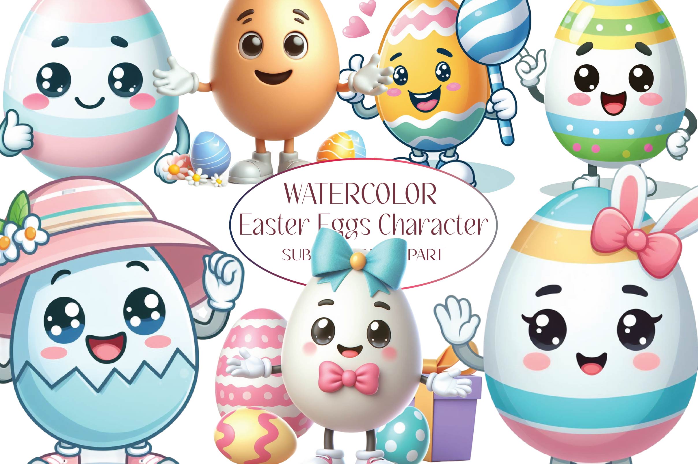 Easter Eggs Character Clipart Bundle - CraftNest - Digital Crafting and Art
