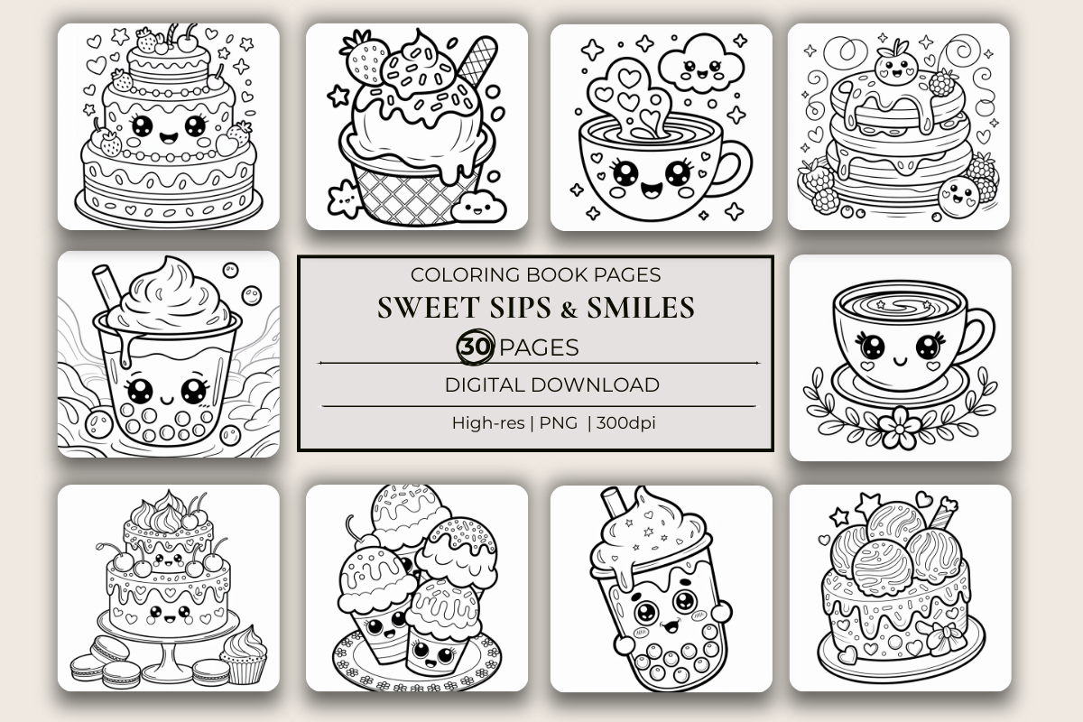 Sweet Sips & Smiles Coloring Book