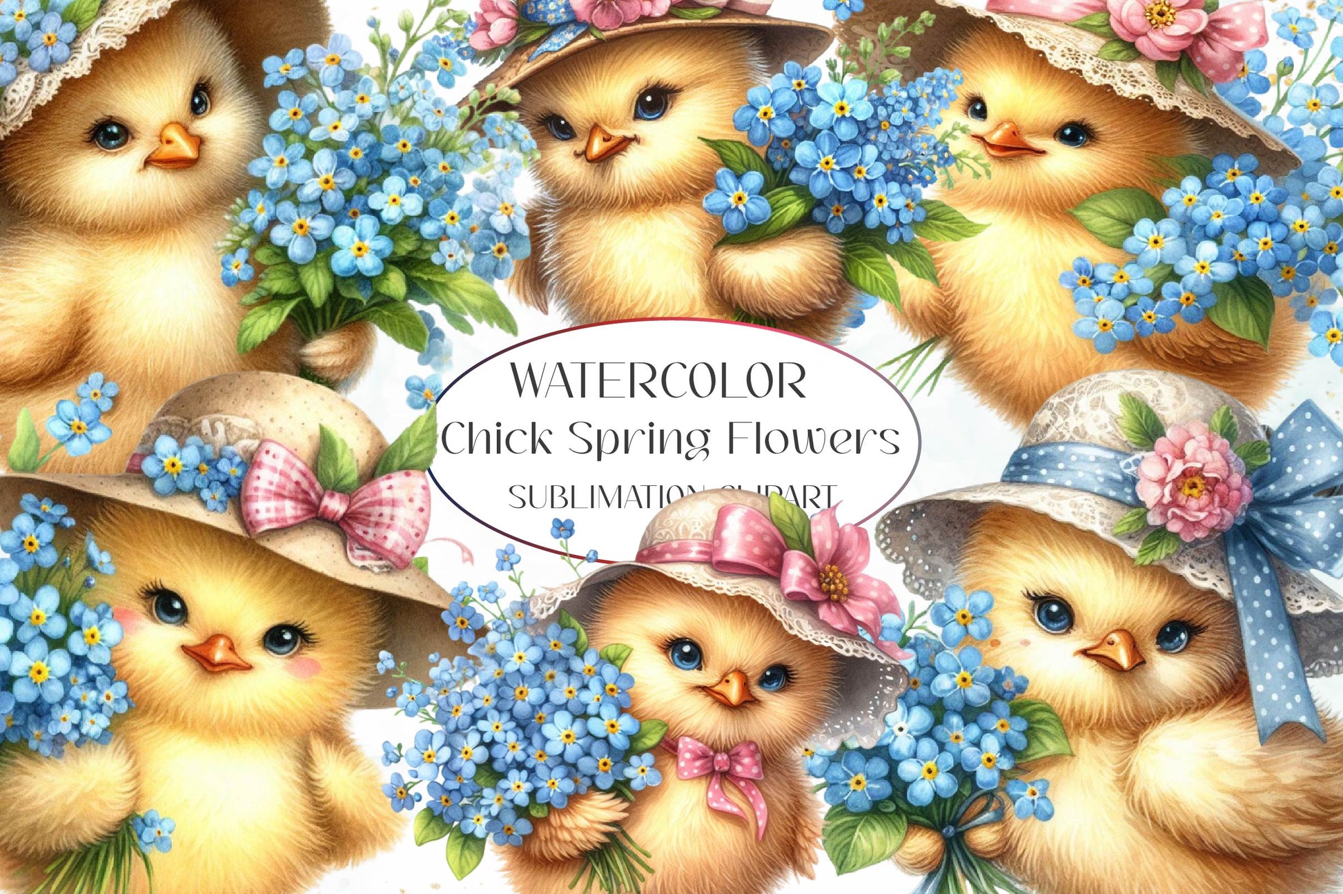 Cute Chick Spring Flowers Clipart Bundle - CraftNest - Digital Crafting and Art