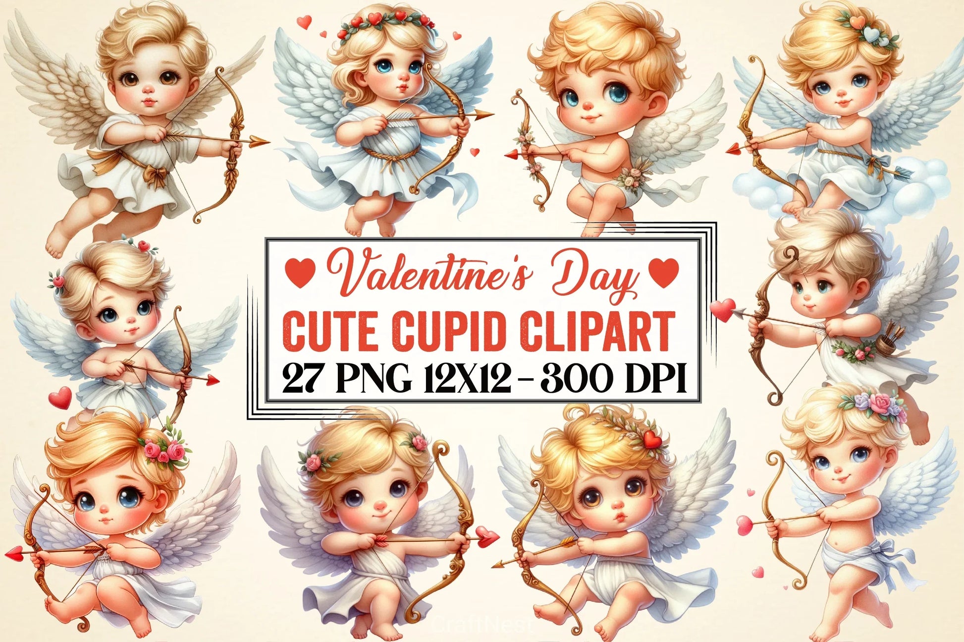 Valentine Cupid Clipart Bundle 1 - CraftNest - Digital Crafting and Art