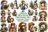 Olive Rustic Christmas Girl Clipart Bundle