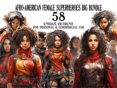 Afro-American Female Superheroes Clipart - CraftNest