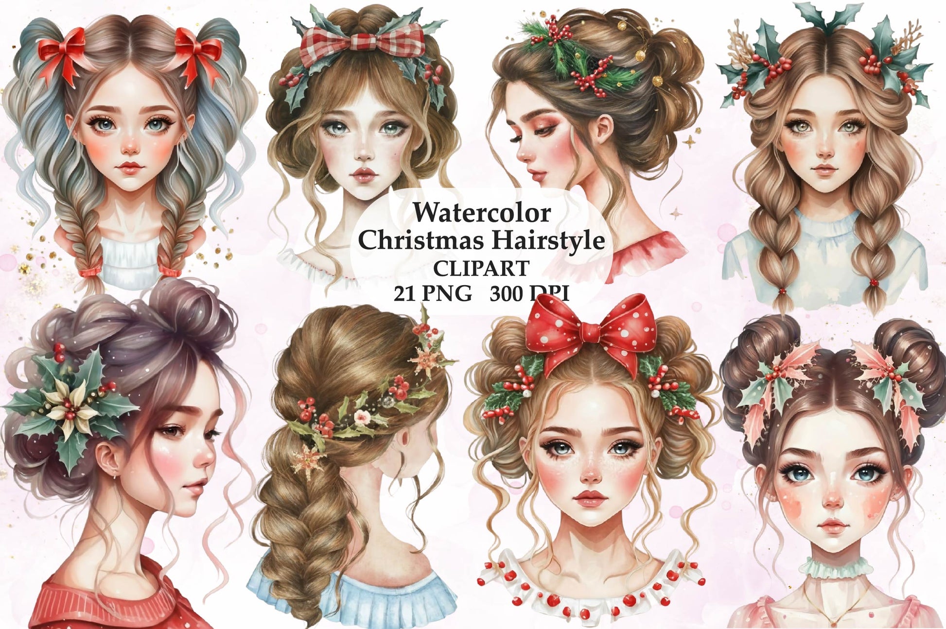 Christmas Hairstyle Clipart Bundle - CraftNest - Digital Crafting and Art