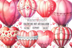 Valentine Hot Air Balloon Clipart Bundle - CraftNest - Digital Crafting and Art