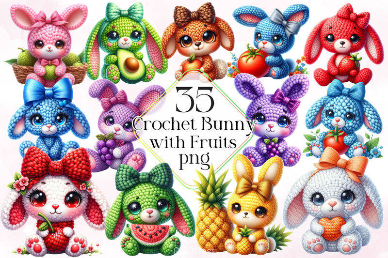 Crochet Bunny With Fruits Clipart Bundle 2 - CraftNest - Digital Crafting and Art