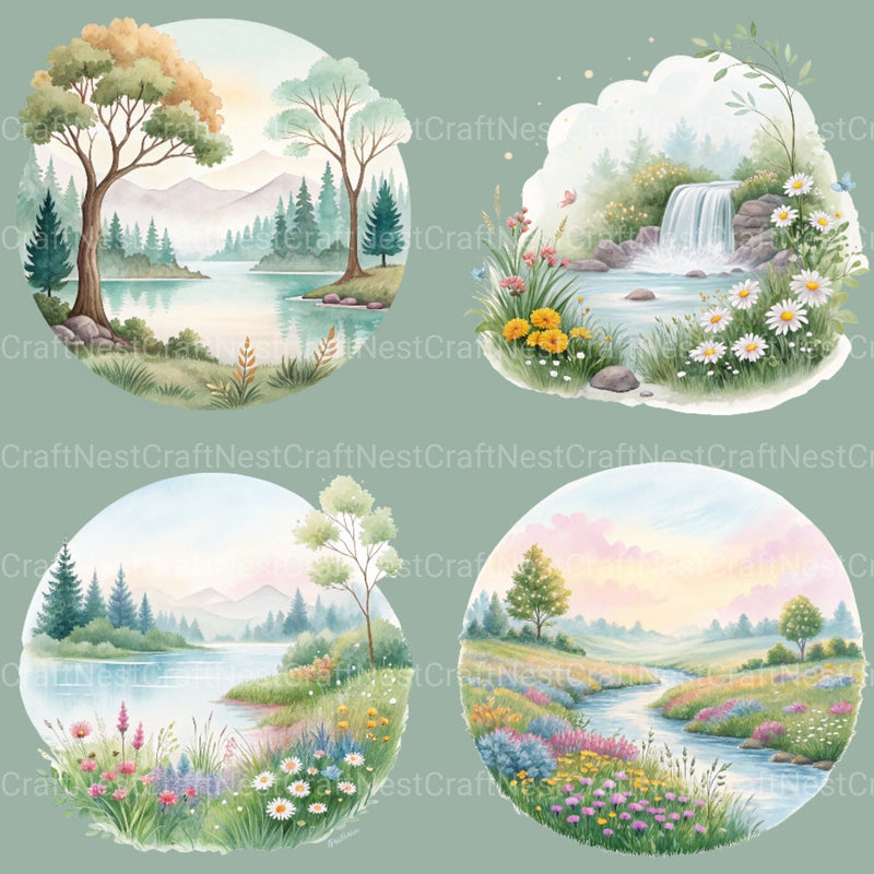 Dreamy Landscapes Clipart Bundle - CraftNest - Digital Crafting and Art