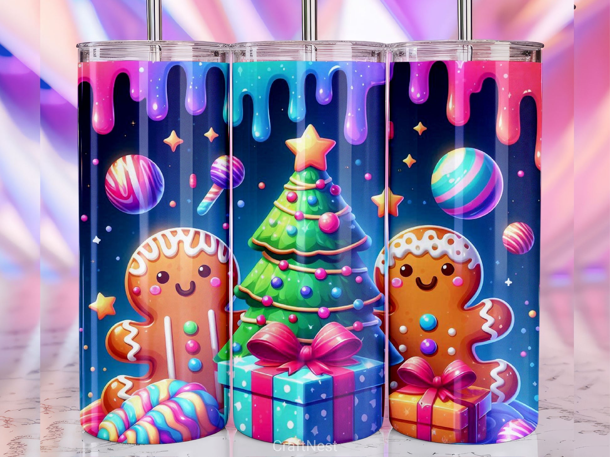 Christmas Gingerbread Tumbler Wrap Bundle 3 - CraftNest - Digital Crafting and Art