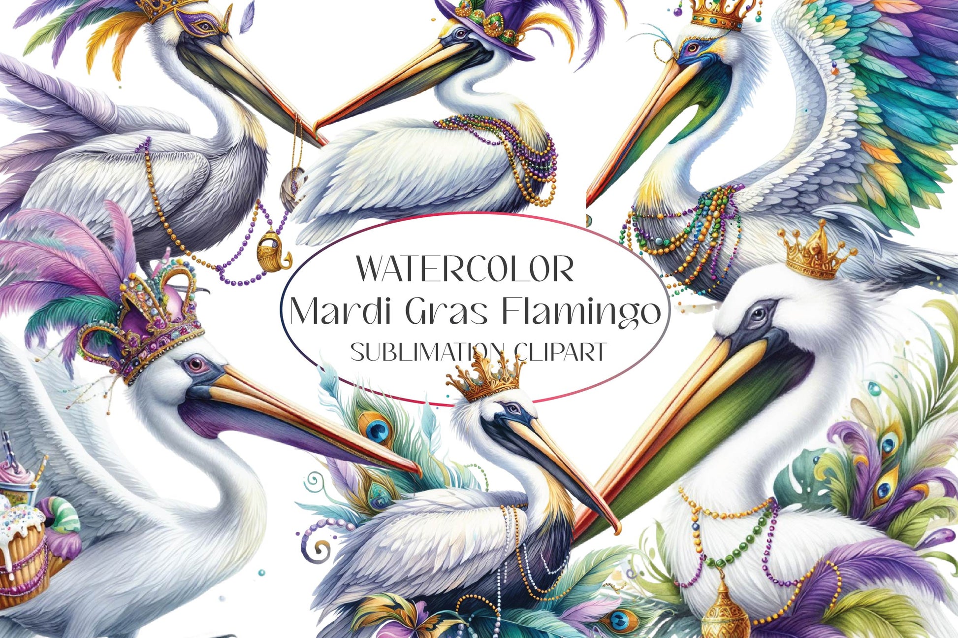 Mardi Gras Flamingo Clipart Bundle - CraftNest - Digital Crafting and Art