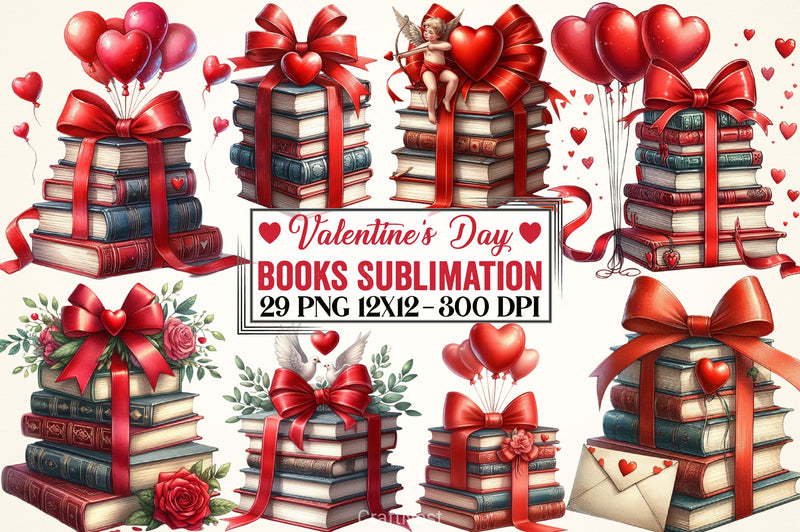 Valentine's Books Clipart Bundle - CraftNest - Digital Crafting and Art