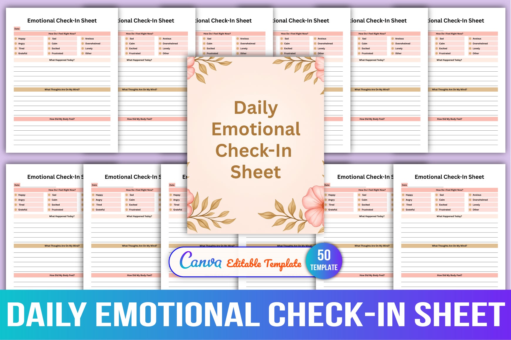 Daily Emotional Check-In Sheet Planner