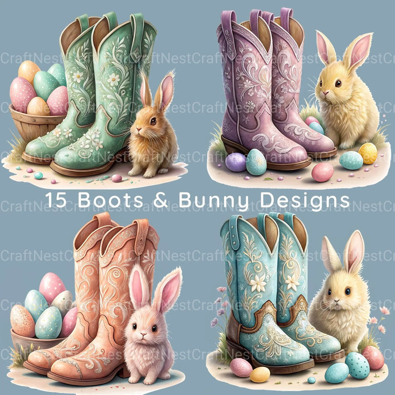 Boots N Bunnies Clipart Bundle - CraftNest - Digital Crafting and Art