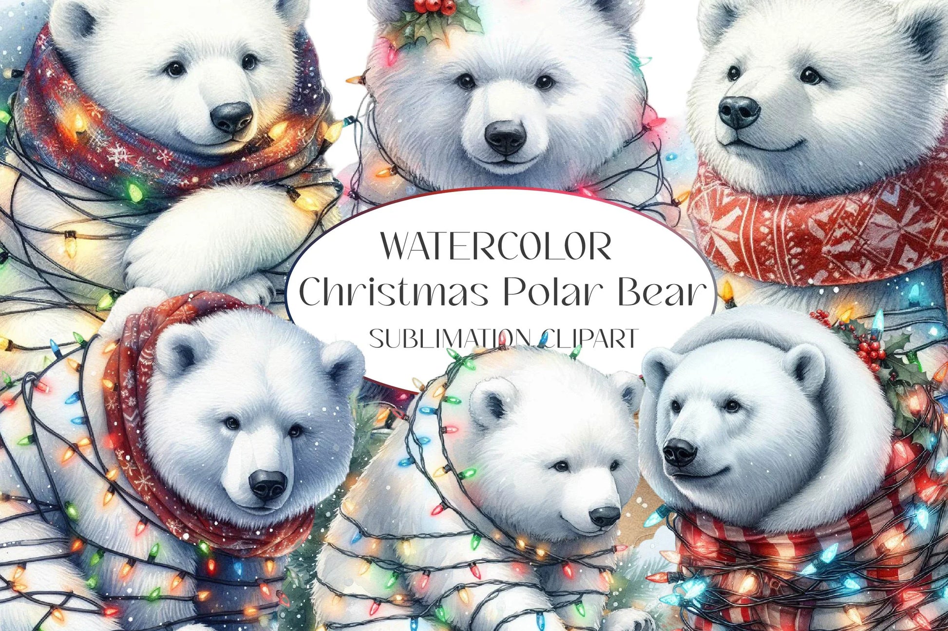 Christmas Polar Bear Clipart Bundle 5 - CraftNest - Digital Crafting and Art
