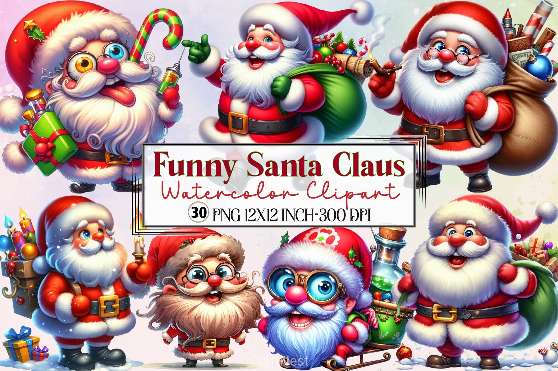 Funny Santa Clipart Bundle 2 - CraftNest - Digital Crafting and Art