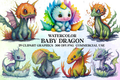 Baby Dragon Clipart Bundle - CraftNest - Digital Crafting and Art
