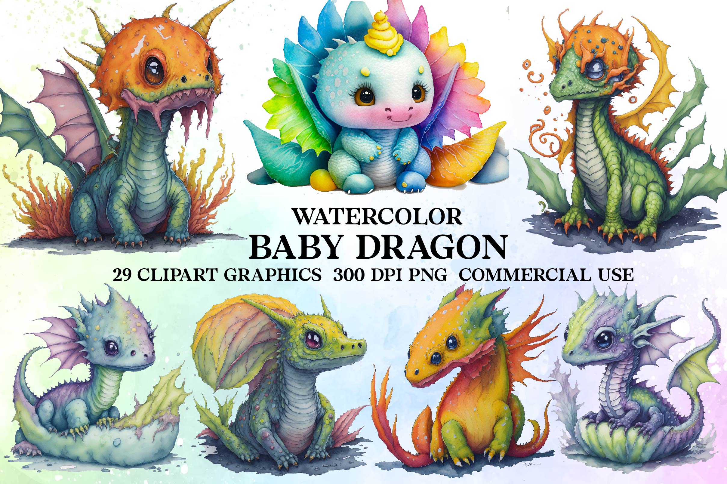 Baby Dragon Clipart Bundle - CraftNest - Digital Crafting and Art
