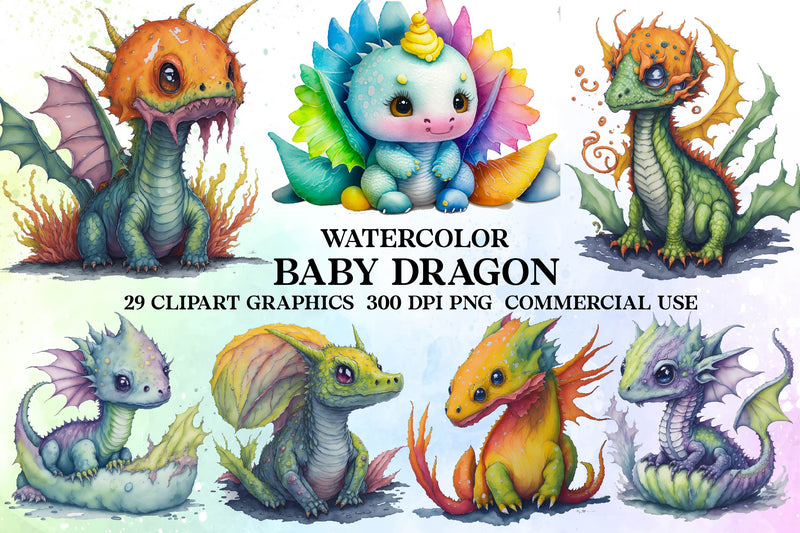 Baby Dragon Clipart Bundle - CraftNest - Digital Crafting and Art