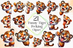 Funny Tiger Peeking Around Corner Clipart Bundle - CraftNest - Digital Crafting and Art