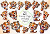 Funny Tiger Peeking Around Corner Clipart Bundle
