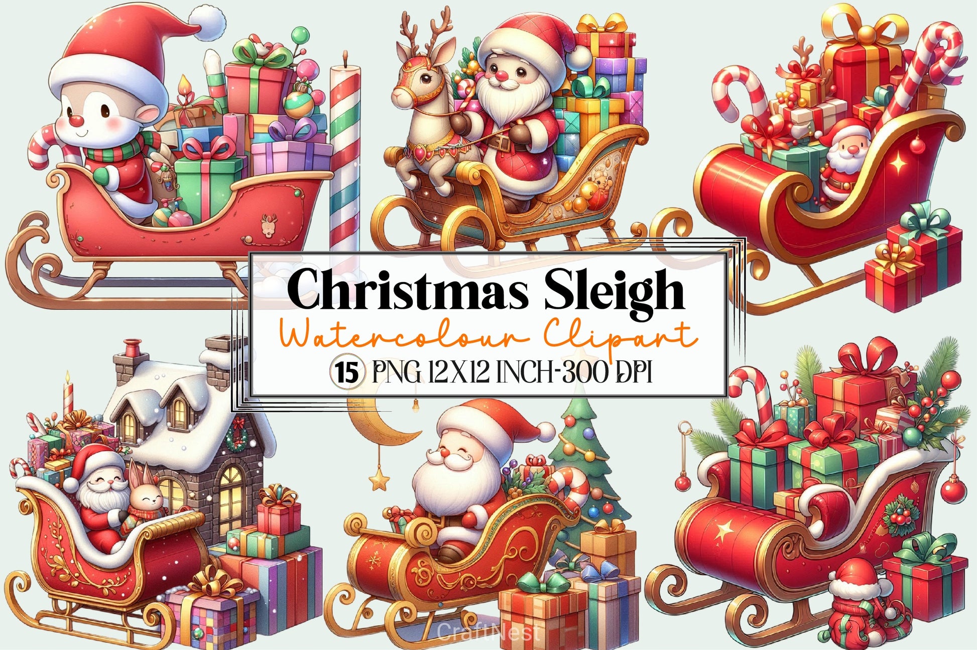 Christmas Sleigh Gifts Clipart Bundle - CraftNest - Digital Crafting and Art