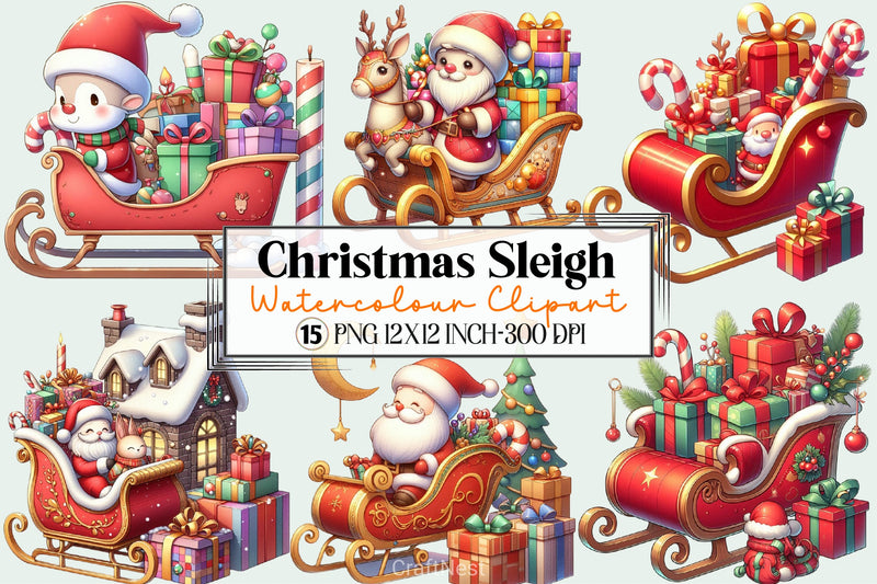 Christmas Sleigh Gifts Clipart Bundle - CraftNest - Digital Crafting and Art