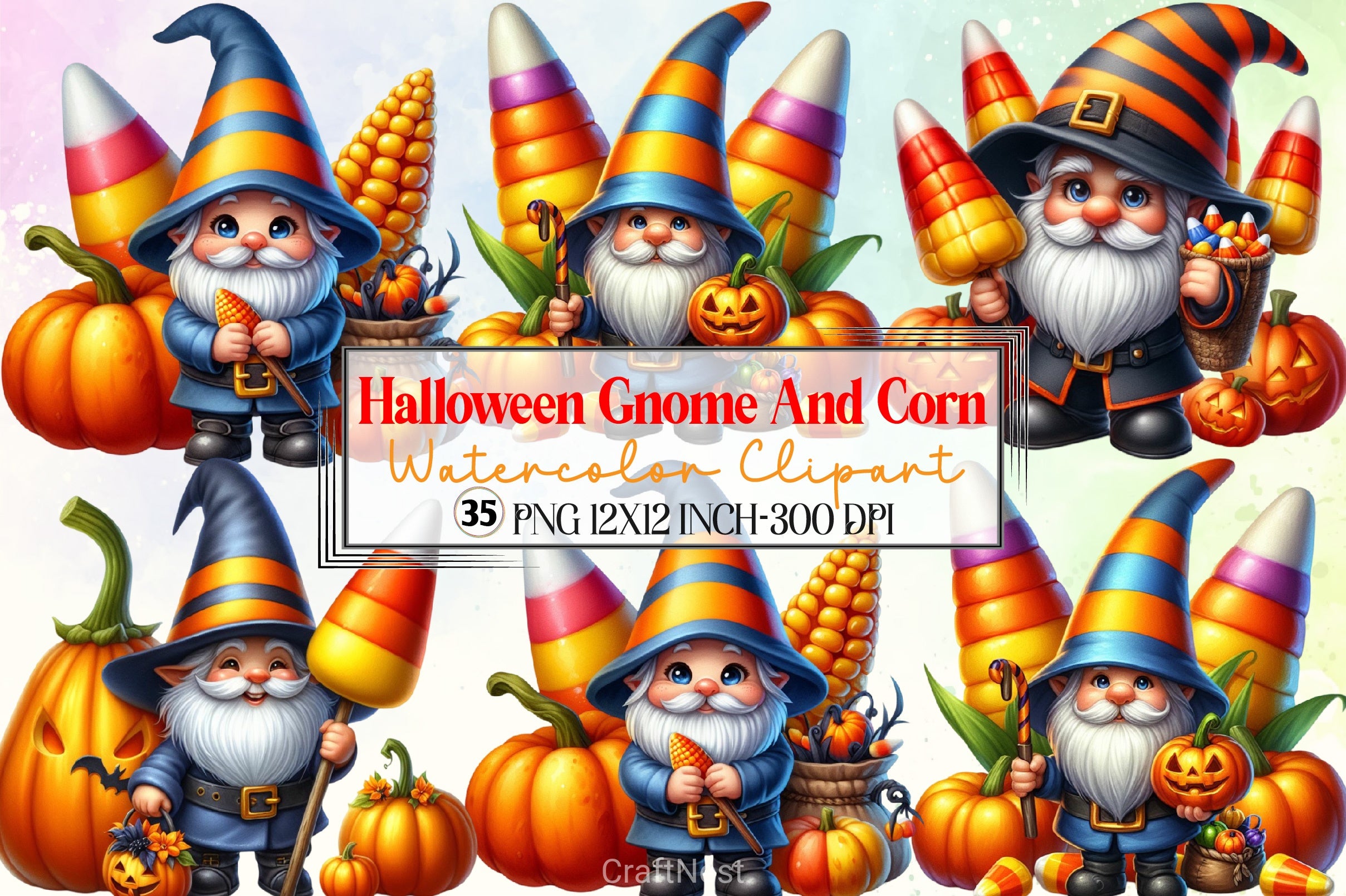 Halloween Gnome & Corn Clipart Bundle - CraftNest - Digital Crafting and Art