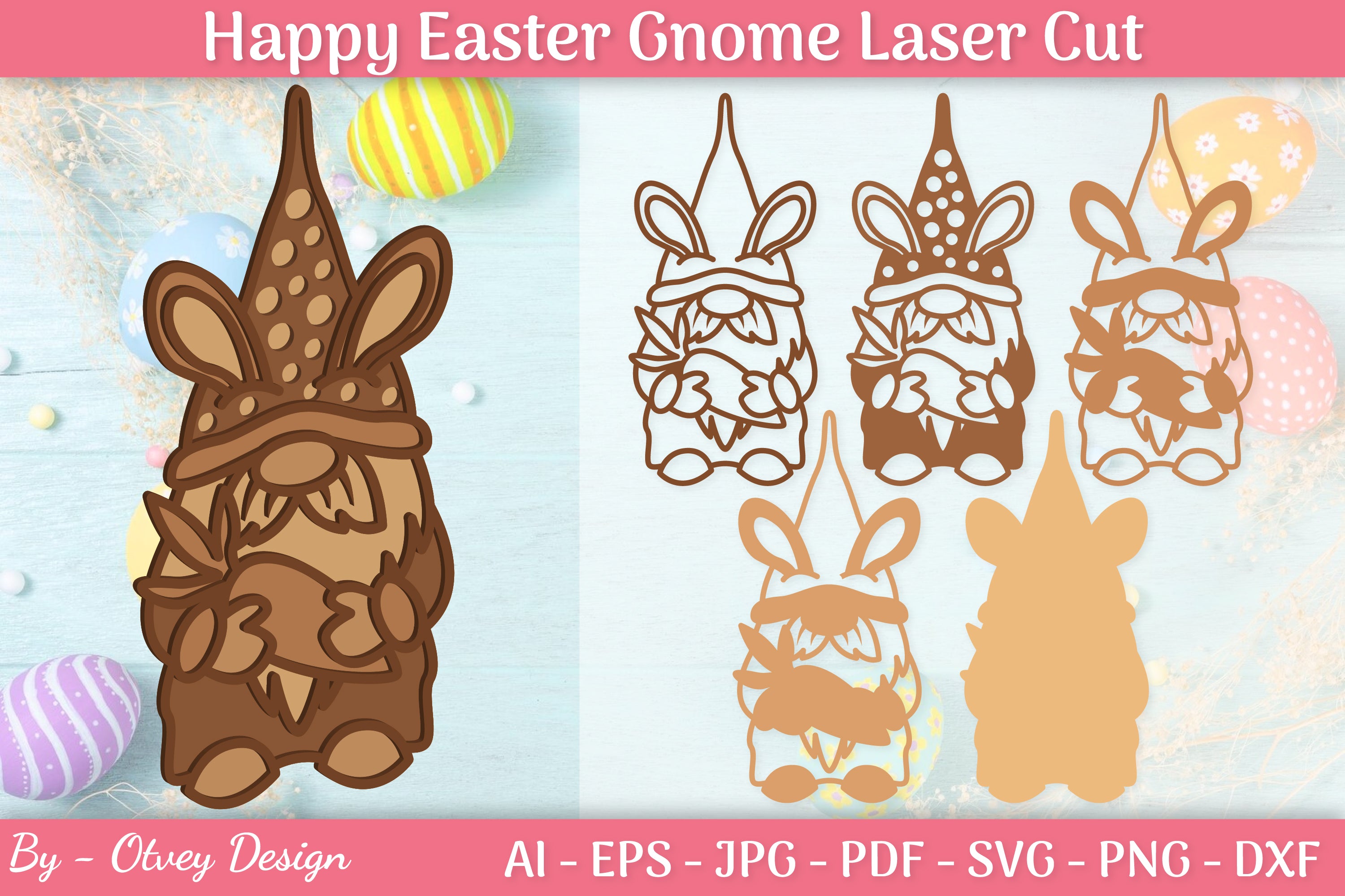 Easter Gnome Laser Cut SVG Bundle 1 - CraftNest - Digital Crafting and Art