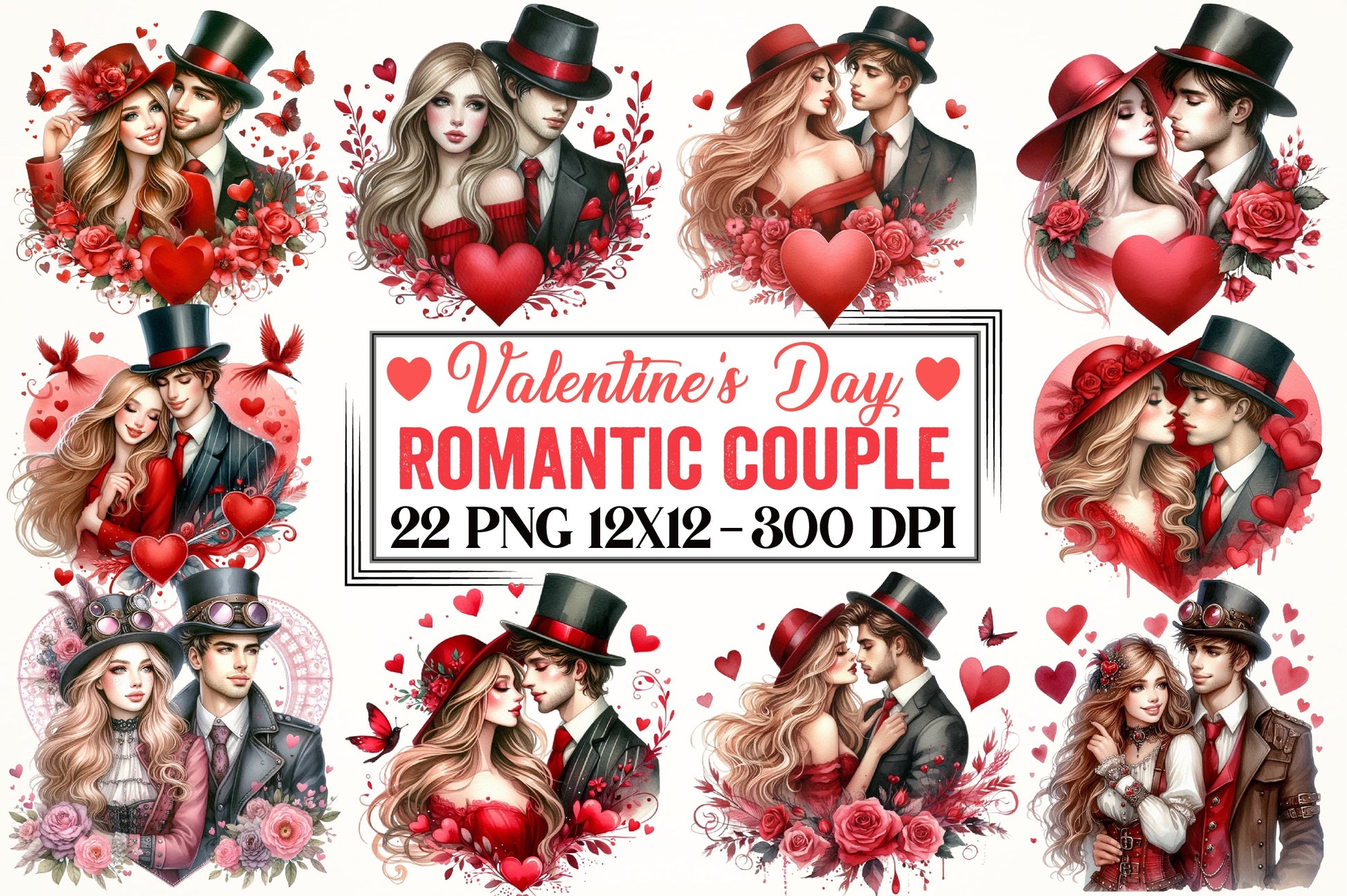 Valentine Romantic Couple Clipart Bundle 8 - CraftNest - Digital Crafting and Art
