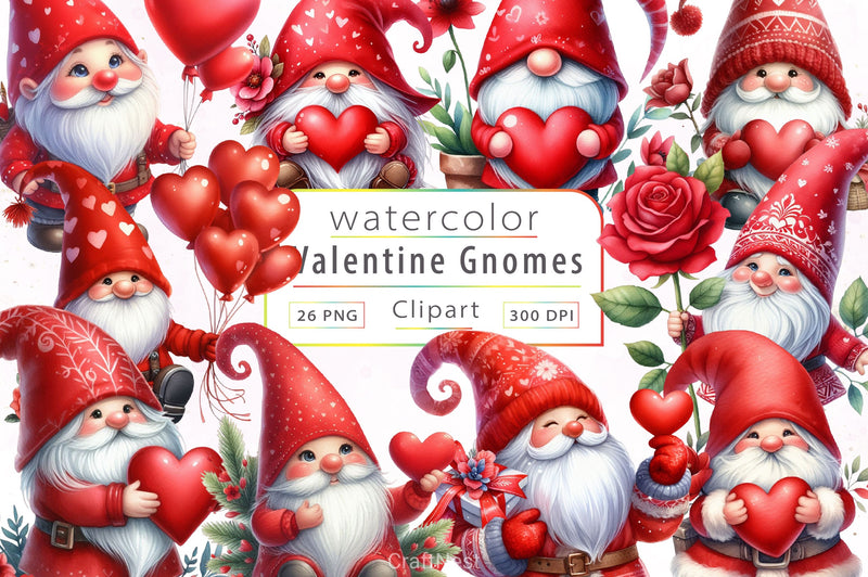 Valentines Gnomes Clipart Bundle - CraftNest - Digital Crafting and Art