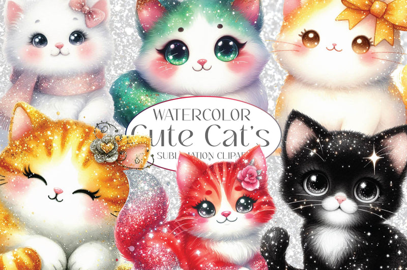 Glitter Cat's Clipart Bundle - CraftNest - Digital Crafting and Art