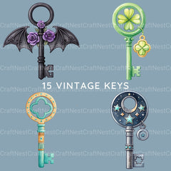 Vintage Keys Clipart Bundle - CraftNest - Digital Crafting and Art