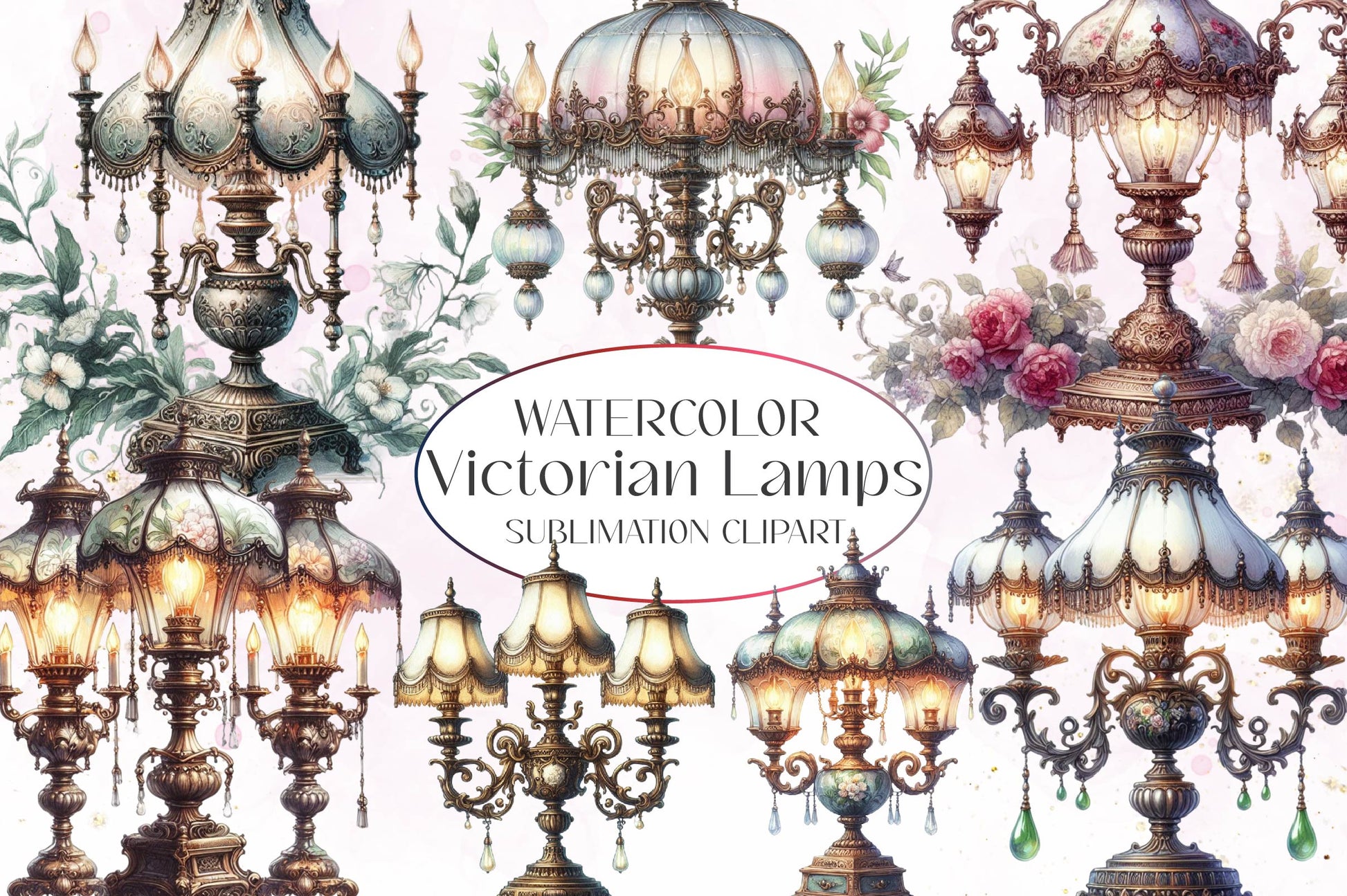 Victorian Lamps Clipart Bundle - CraftNest - Digital Crafting and Art