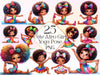 Cute Little Girl Afro Yoga Pose Clipart Bundle
