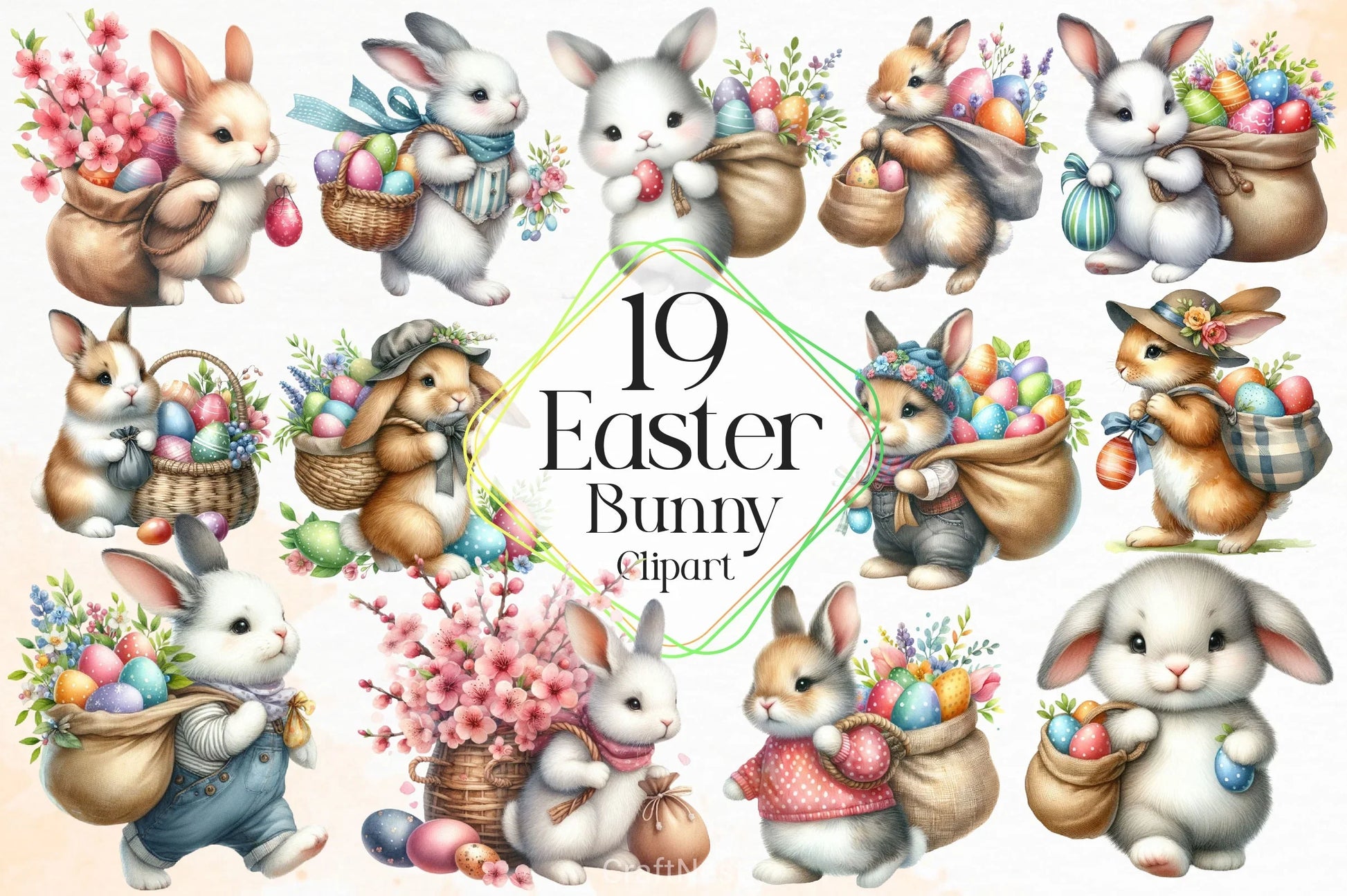 Easter Bunny Clipart Bundle 25 - CraftNest - Digital Crafting and Art